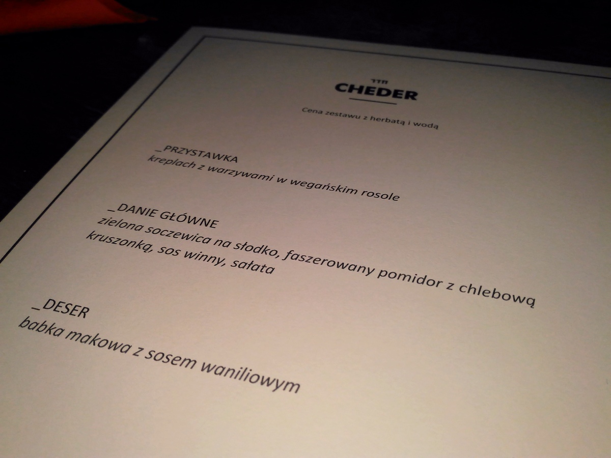 Szabatowe menu w kawiarni Cheder.